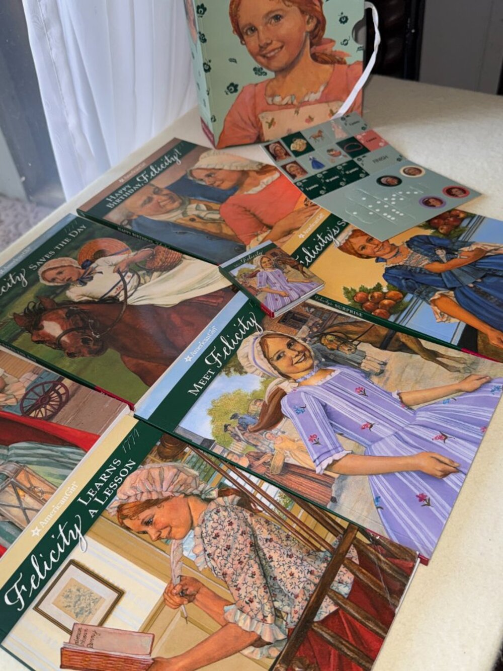 American Girl Felicity (1774) 6 Book Box Set Complete w Board Game Pleasant Co